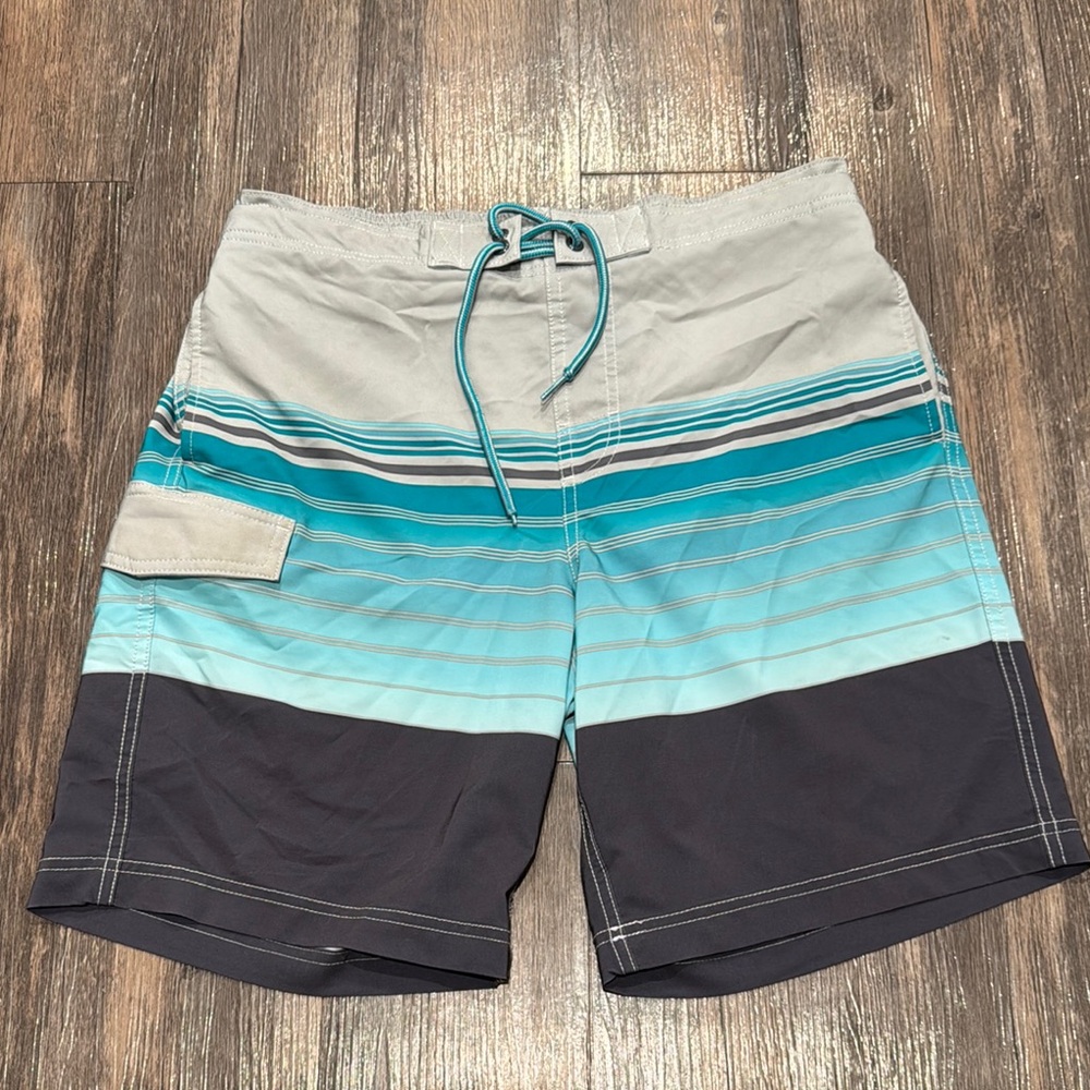 George Blue and Gray Board Shorts with Quick-Dry Fabric